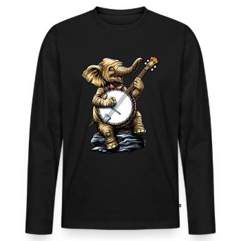 Elefantentier Bluegrass Banjo-Spieler - Männer Premium Bio Langarmshirt - Schwarz - Vorne - Nico (187cm)