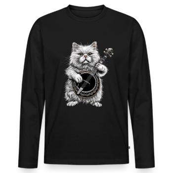 Himalayakatze Bluegrass-Banjo-Spieler - Männer Premium Bio Langarmshirt - Schwarz - Vorne - Nico (187cm)