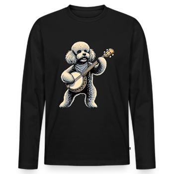 Pudelhund Bluegrass Banjo Spieler - Männer Premium Bio Langarmshirt - Schwarz - Vorne - Nico (187cm)