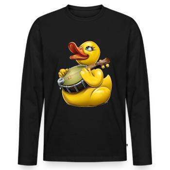 Rubber Duck Ducky Bluegrass Banjo Player - Men's Premium Organic Long Sleeve Shirt - black - Front - Nico (187cm)