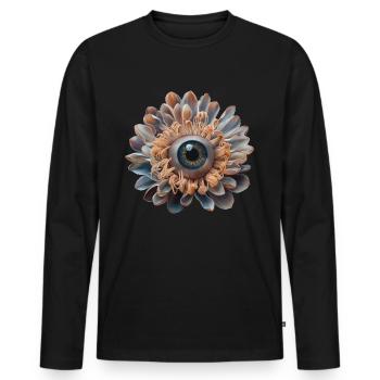 Weirdcore Ästhetische Blume Menschlicher Augapfel - Männer Premium Bio Langarmshirt - Schwarz - Vorne - Nico (187cm)