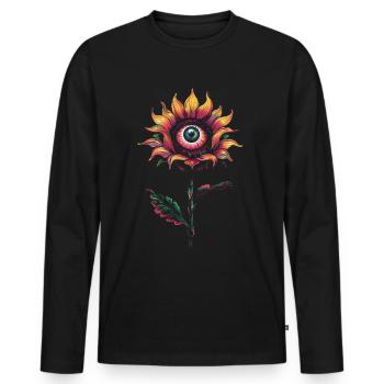 Weirdcore Ästhetische Blume Menschlicher Augapfel - Männer Premium Bio Langarmshirt - Schwarz - Vorne - Nico (187cm)