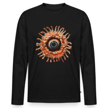 Weirdcore Ästhetische Blume Menschlicher Augapfel - Männer Premium Bio Langarmshirt - Schwarz - Vorne - Nico (187cm)
