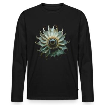 Weirdcore Ästhetische Blume Menschlicher Augapfel - Männer Premium Bio Langarmshirt - Schwarz - Vorne - Nico (187cm)