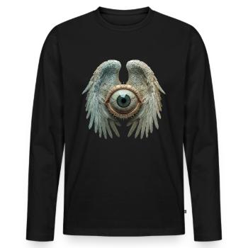 Weirdcore Ästhetisch Menschlicher Augapfel Flügel - Männer Premium Bio Langarmshirt - Schwarz - Vorne - Nico (187cm)