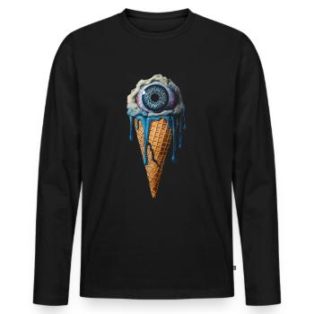 Weirdcore Ästhetischer Menschlicher Augapfel Eiscr - Männer Premium Bio Langarmshirt - Schwarz - Vorne - Nico (187cm)