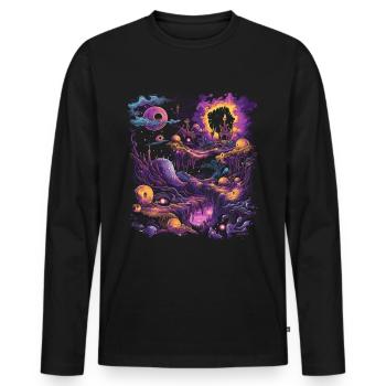 Weirdcore Ästhetischer Albtraum Dreamcore Pastell - Männer Premium Bio Langarmshirt - Schwarz - Vorne - Nico (187cm)