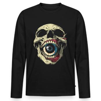 Weirdcore Ästhetisch Totenkopf Augapfel Gruselig S - Männer Premium Bio Langarmshirt - Schwarz - Vorne - Nico (187cm)