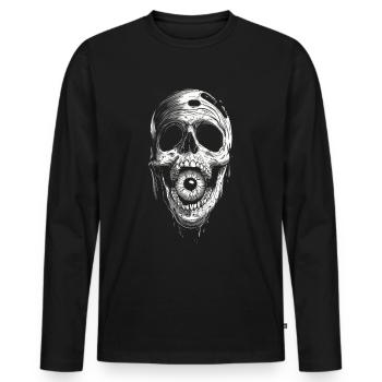 Weirdcore Ästhetisch Totenkopf Augapfel Gruselig S - Männer Premium Bio Langarmshirt - Schwarz - Vorne - Nico (187cm)