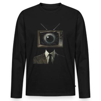 Weirdcore Ästhetik TV Mann Augapfel Grunge Strange - Männer Premium Bio Langarmshirt - Schwarz - Vorne - Nico (187cm)