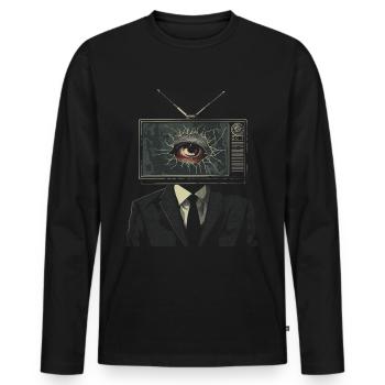 Weirdcore Ästhetik TV Mann Augapfel Grunge Strange - Männer Premium Bio Langarmshirt - Schwarz - Vorne - Nico (187cm)