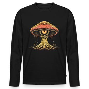Cottagecore Weirdcore Ästhetischer Pilz Augapfel C - Männer Premium Bio Langarmshirt - Schwarz - Vorne - Nico (187cm)