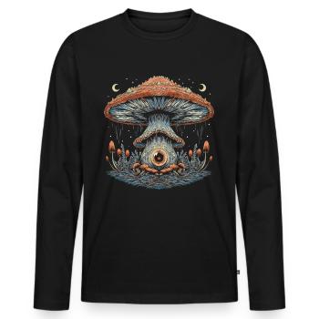 Cottagecore Weirdcore Ästhetisch Pilz Augapfel Mon - Männer Premium Bio Langarmshirt - Schwarz - Vorne - Nico (187cm)