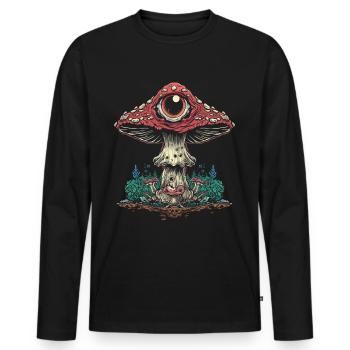 Cottagecore Weirdcore Ästhetischer Pilz Augapfel C - Männer Premium Bio Langarmshirt - Schwarz - Vorne - Nico (187cm)