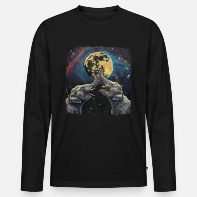Elefant Tier Heulender Mond - Männer Premium Bio Langarmshirt - Schwarz