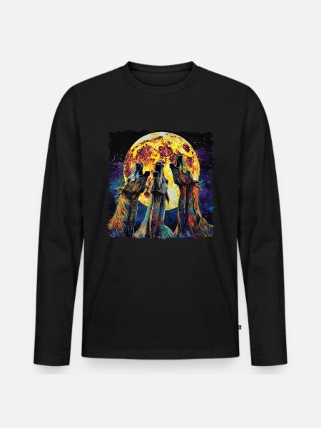 Appaloosa Horse Howling Moon - Men's Premium Organic Long Sleeve Shirt - black