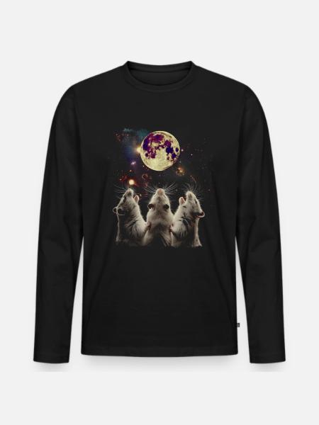 Hamster Hammy Pet Howling Moon - Men's Premium Organic Long Sleeve Shirt - black