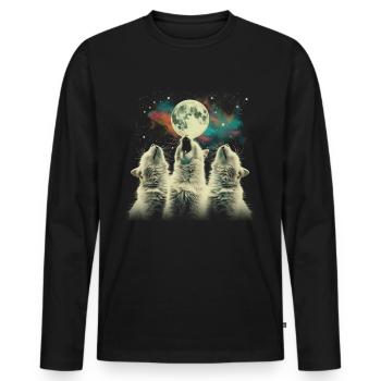 Chat de l’Himalaya Lune hurlante - T-shirt manches longues Premium bio Homme - noir - Devant - Nico (187cm)