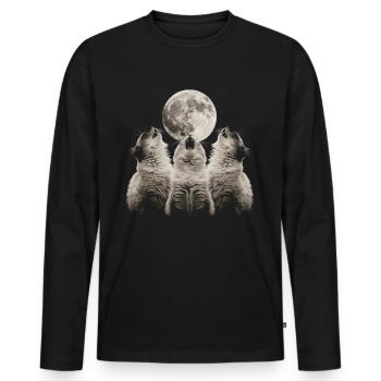 Chat de l’Himalaya Lune hurlante - T-shirt manches longues Premium bio Homme - noir - Devant - Nico (187cm)