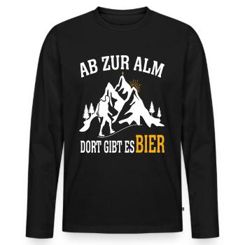 Ab Zur Alm Wanderer Berge Natur Wandern Natur See - Männer Premium Bio Langarmshirt - Schwarz - Vorne - Nico (187cm)