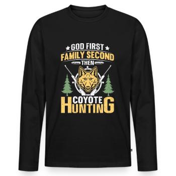 Coyote Hunter Yote - Men's Premium Organic Long Sleeve Shirt - black - Front - Nico (187cm)