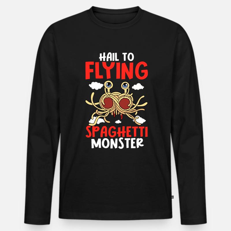 Fliegendes Spaghettimonster FSM - Männer Premium Bio Langarmshirt - Schwarz