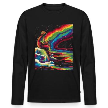 Fishing Fisherman Fisherman Popart - Men's Premium Organic Long Sleeve Shirt - black - Front - Nico (187cm)