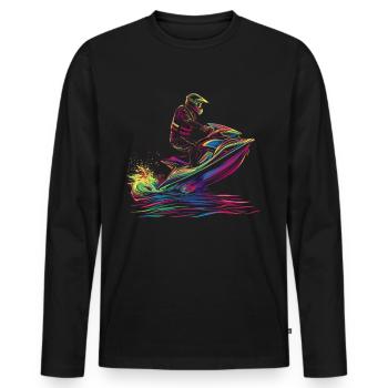 Jet Ski Jet Skiing Jet Skier Popart - T-shirt manches longues Premium bio Homme - noir - Devant - Nico (187cm)