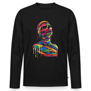 Mumie Halloween Popart - Männer Premium Bio Langarmshirt - Schwarz - Vorne - Nico (187cm)