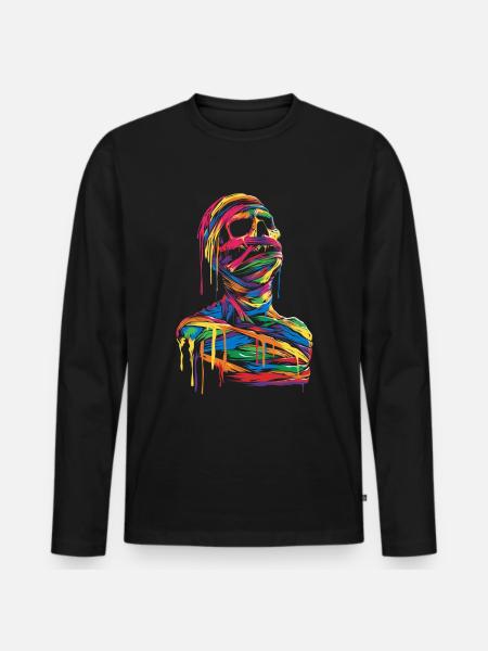 Mummy Halloween Pop Art - Men's Premium Organic Long Sleeve Shirt - black