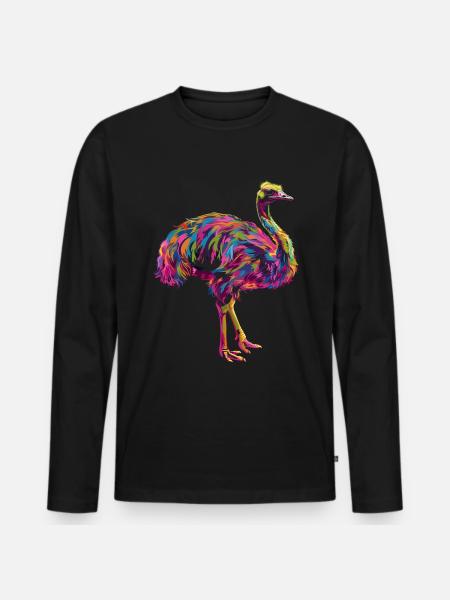 Ostrich Animal Popart - Men's Premium Organic Long Sleeve Shirt - black