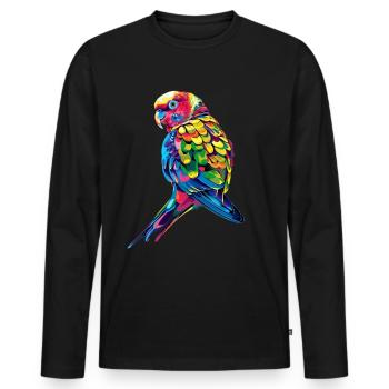Perruche, Perruche, Perruche, Perroquet, Popart - T-shirt manches longues Premium bio Homme - noir - Devant - Nico (187cm)