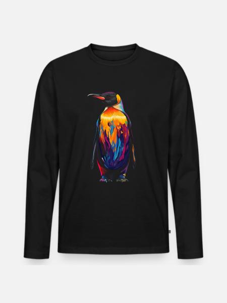 Penguin Flightless Bird Popart - Men's Premium Organic Long Sleeve Shirt - black