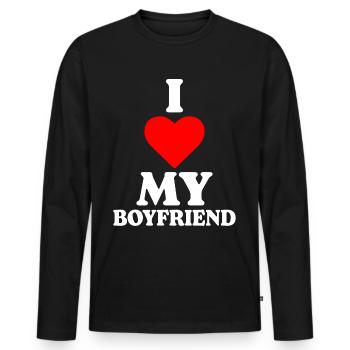 J’aime mon copain adore - T-shirt manches longues Premium bio Homme - noir - Devant - Nico (187cm)