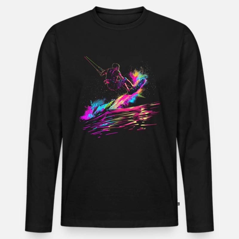 Wakeboarding Wakeboard Wakeboarder Popart - Männer Premium Bio Langarmshirt - Schwarz