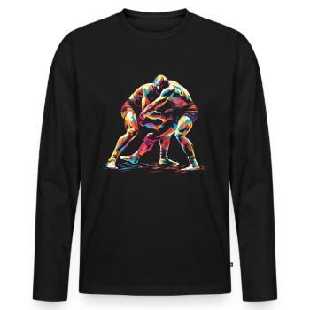 Ringen Ringer Popart - Männer Premium Bio Langarmshirt - Schwarz - Vorne - Nico (187cm)