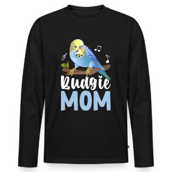 Budgie-Mom Budgie-Parrot Wellensit - Men's Premium Organic Long Sleeve Shirt - black - Front - Nico (187cm)