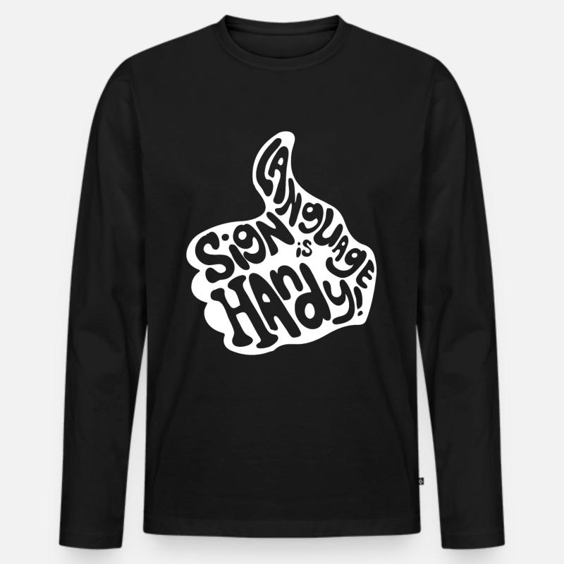 Deaf Pride Gebärdensprache - Männer Premium Bio Langarmshirt - Schwarz