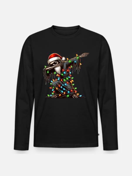 Dabbing Grim Reaper Død Santa Claus Solbriller - Premium økologisk langærmet T-shirt til mænd - sort