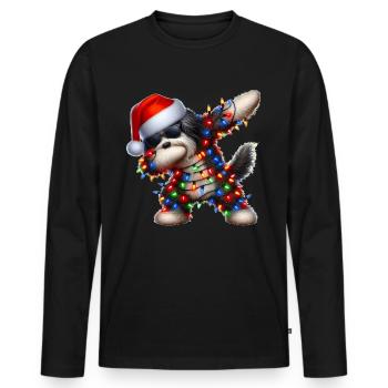 Tupfende Havaneser Hund Sonnenbrille Niedlich Weih - Männer Premium Bio Langarmshirt - Schwarz - Vorne - Nico (187cm)