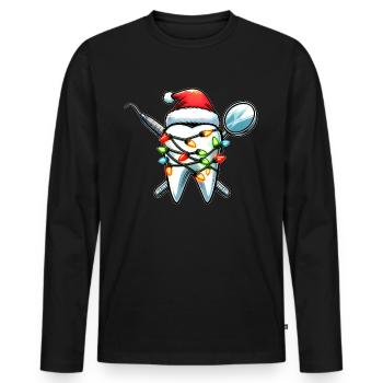 Dentist Dental Assistant Hygiene Santa Hat - Men's Premium Organic Long Sleeve Shirt - black - Front - Nico (187cm)