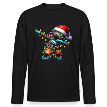 Dabbing Tiki Luau Hawaiian Tiki Mask - Men's Premium Organic Long Sleeve Shirt - black - Front - Nico (187cm)