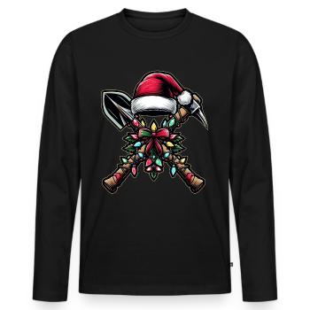 Pioche et pelle Archéologue Archéologie - T-shirt manches longues Premium bio Homme - noir - Devant - Nico (187cm)
