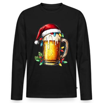 Bière artisanale Brasserie Brasserie Maison Noël - T-shirt manches longues Premium bio Homme - noir - Devant - Nico (187cm)