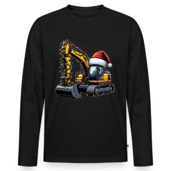 Opérateur d’excavation en construction du chapeau de Noël HEO - T-shirt manches longues Premium bio Homme - noir - Devant - Nico (187cm)