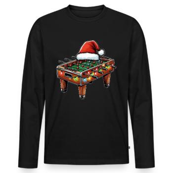 Tischfußballspieler Weihnachtsmütze Xmas - Männer Premium Bio Langarmshirt - Schwarz - Vorne - Nico (187cm)