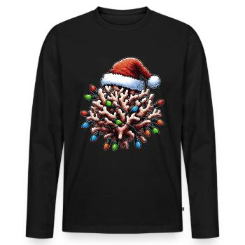 Chapeau de Noël biologiste marin des récifs coralliens - T-shirt manches longues Premium bio Homme - noir - Devant - Nico (187cm)