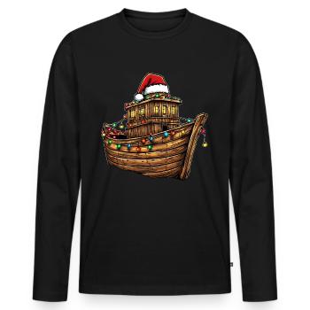 Noahs Arche Weihnachtsmütze Xmas - Männer Premium Bio Langarmshirt - Schwarz - Vorne - Nico (187cm)