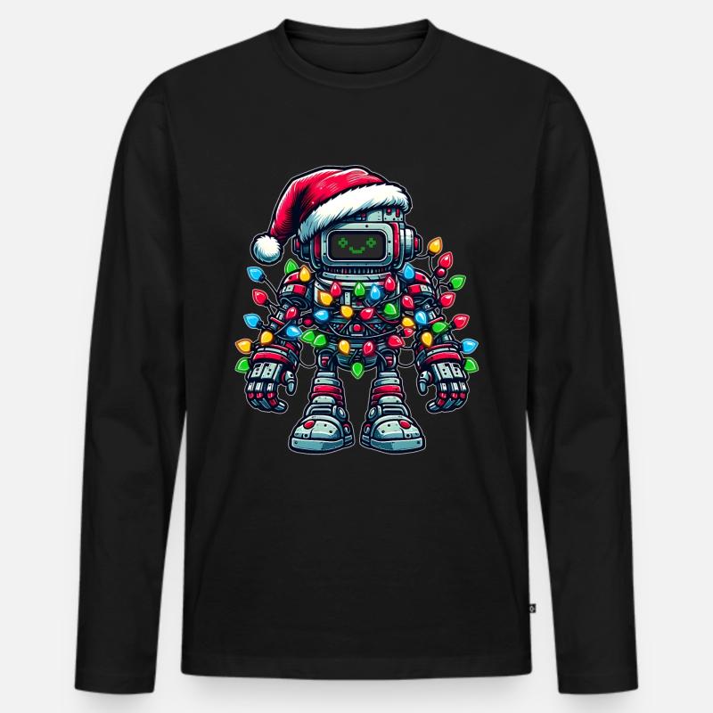 Roboter Robotertechnik Weihnachtsmütze Xmas - Männer Premium Bio Langarmshirt - Schwarz