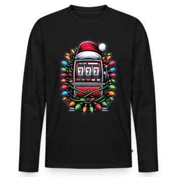 Spielautomat 777 Glücksspiel Gambler Weihnachtsmüt - Männer Premium Bio Langarmshirt - Schwarz - Vorne - Nico (187cm)